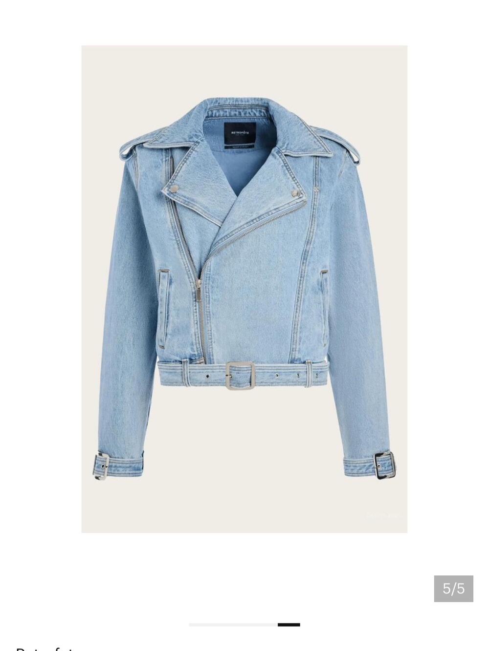 Retrofete Light Blue Denim Biker Jacket - Size
L